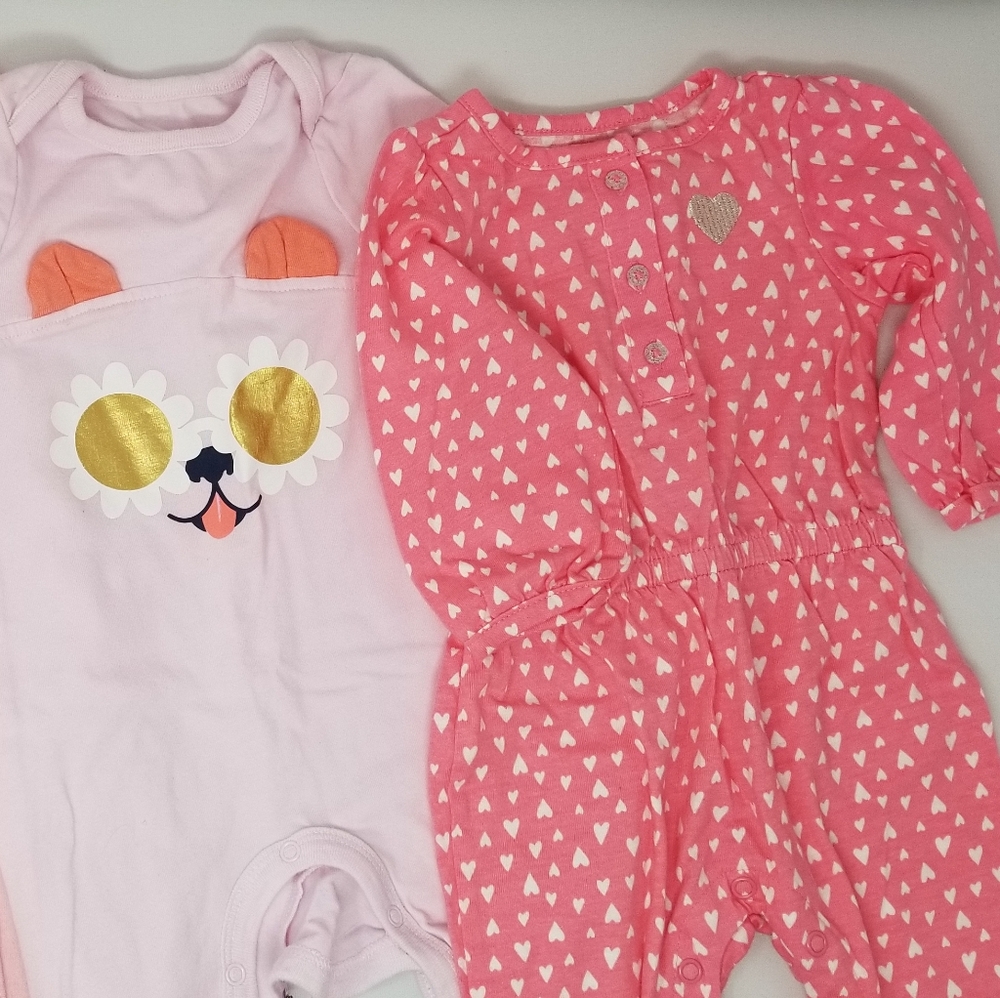 Baby Girl Button Bottom Rompers - Picture 2 of 3